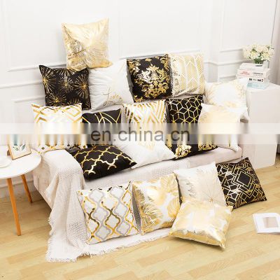 45cm Stamping Gold Pillowcase Retro European Style Sofa Cushion Cover Home Decorative Short Plush Pillow Cover Cushion