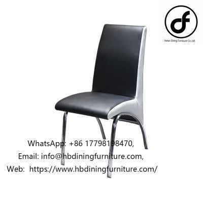 Leather Curved Metal Leg Dining Chair