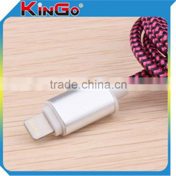 Wholesale USB Metal Shell Sync Charging Cable With Round Cable Pink and Black Weave Date Cable Phone Accessories