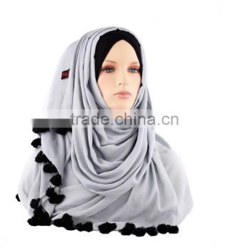hand tassels hijab pompom hijab