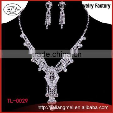 Shiny rhinestone jewelry sets wedding bridal crystal necklace earrings