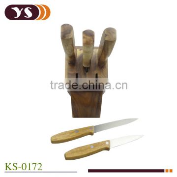 classic wood handle knife and block