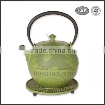 high quality green color enamel chinese cast iron teapot