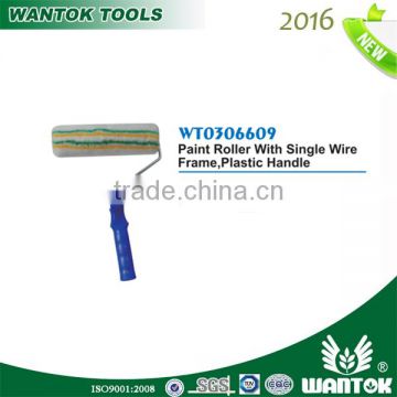 Paint roller with single wire frame