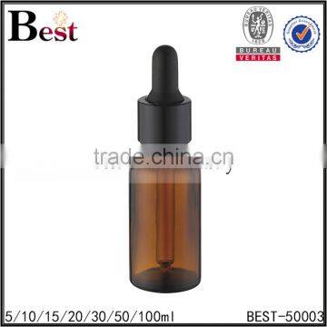 high quality essential oil glass bottle dropper empty amber glass bottle dropper with black plastic dropper