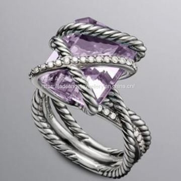 Designs Inspired 925 Silver Lavender Amethyst 16x12mm Cable Wrap Ring