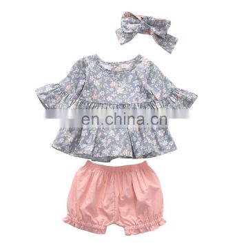 Floral Print Girl Kids Clothing Cotton Summer Boutique Outfit