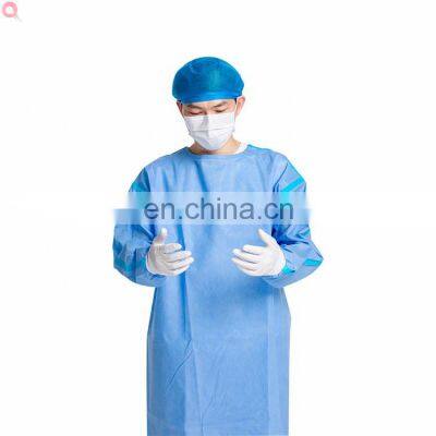 Wholesale Disposable Ppe AAMI Level2 Level 3 SMS PP PE Knit Cuff Waterproof Apron Isolation Gown Fluid Resistant Surgical Gowns