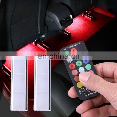 Car Interior Light Strip Charging Portable RGB Auto Atmosphere LED USB Wireless Remote Music Control Decorative Lamp