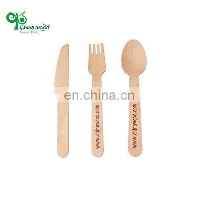 Yada 140mm Restaurant Disposable Birchwood Wooden Cutlery Wooden Spoon Fork Knife Set for Kids