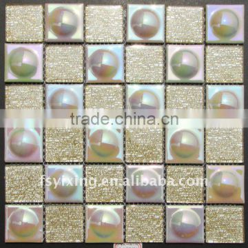 WT01 glazed metallic coating ceramic mosaic tile for 3D mosaic interior wall decoration
