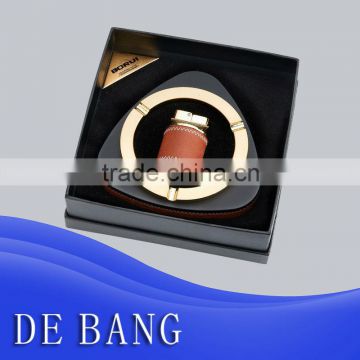 Hot sale wholesale round custom manual high quality metal cigar ashtray with lighter