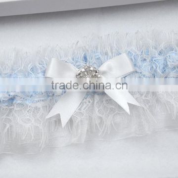 Blue White Wedding Garter,Bridal Blue Garter,Something Blue Ribbon Garter With Lace Trim                        
                                                Quality Choice