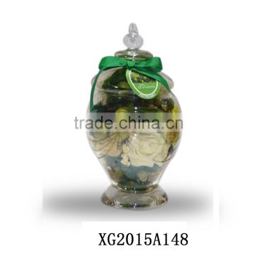 Aroma Potpourri And Dried Flower In Glass Vase With Drip Cover