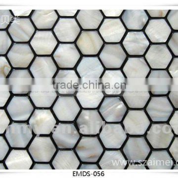 Hexagon freshwater shell tile fill the gap with paint