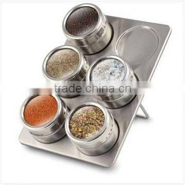Stainless Steel Magnetic Spice Rack Herb Pot Jar Kitchen Storage Holder Stand