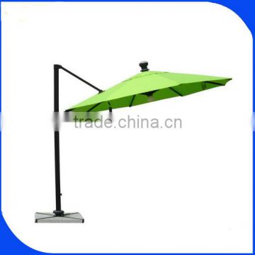 Dia 3m Aluminum wire drawing solar-powered LED cantilever parasol solar&LED parasol 3 m umbrella