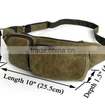 Army Green Genuine Leather Unisex Waist Bag Fanny Pack Purse