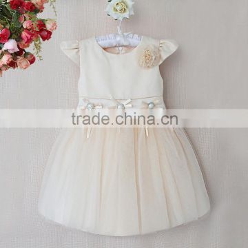 New Arrival Girls Party Dresses Cream Polyester Lace Dress With Flower Princess Dress Children Wedding Dress GD40814-11