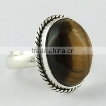 With A Positive Attitude !! Brown Tiger's Eye 925 Sterling Silver Ring, Silver Jewelry India, 925 Silver Jewelry