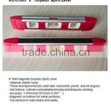 9'' High Quality Torpedo Level With Magnetic Strip instrument mini spirit level