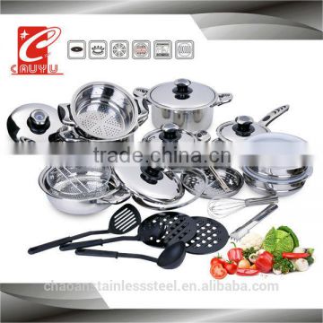27 pcs wholesale stainless steel lid cookware set dinner set