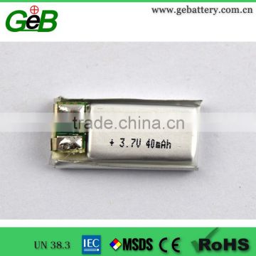 GEB301120 3.7v 40mah li-ion lithium polymer battery