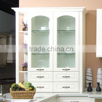 White PVC Clear Glass Doors Kitchen Furniture