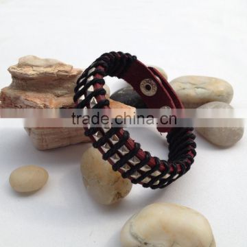 New design fashion leather mens bracelets 2015 In Europe hot sales