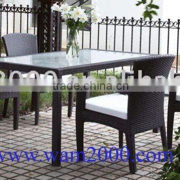 Patio garden pe rattan dining table and chairs for outdoor