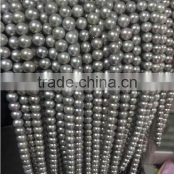 fatory price 7-8mm grey round freshwater pearl strand