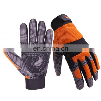 HANDLANDY Orange Synthetic Leather Non-slip Gardening Car Repair Silicone Palm Construction Gloves In Stock