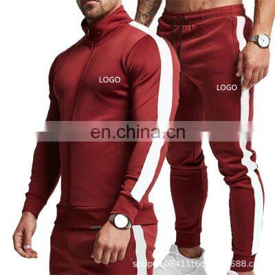 Custom LOGO Sports Hoodie And Jogger Two Piece Workout Wear Mens Windbreaker Jacket Suit