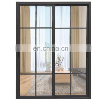 Latest design soundproof interior double leaf  narrow sliding door with glass