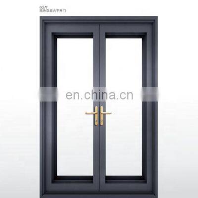 Black aluminum double leaf door modern exterior swing door