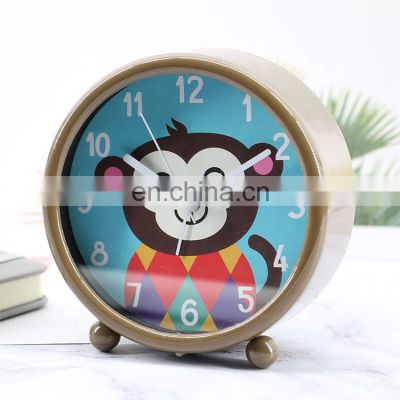 Wholesale Cartoon Animals Monkey Design Plastic Table wholesale clock Twin Bell Desk Alarm Clock For Kids