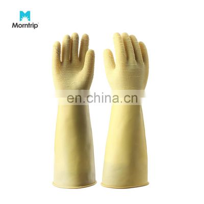 Wholesale Yellow Heavy Duty Household Industrial Anti-slip anti-acid Chemical Oil Resistance Latex Rubber Safety Gloves