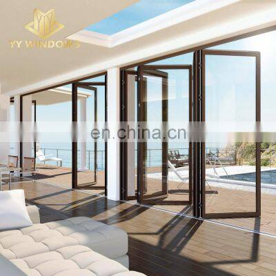 10 Year Warranty Wholesale Exterior Patio Black Folding Aluminum Frame Glass Stack Bifold Door