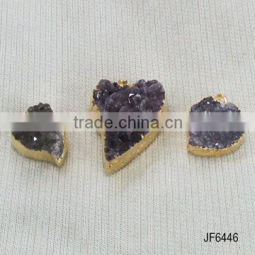 JF6446 Wholesale new style amethyst druzy heart pendant
