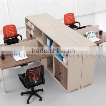 Commercial Office Wood Furniture Modern 4 Person Cubicles with Bookcase(SZ-WS617)