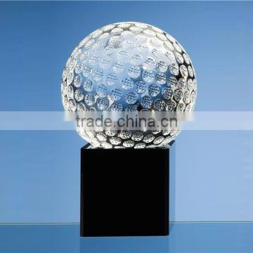 Crystal Glf Ball Theme Paperweight With Black Crystal Base For Golf Theme Souvenirs
