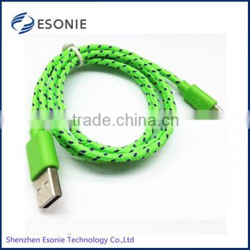 Factory sell color knitted micro usb cable
