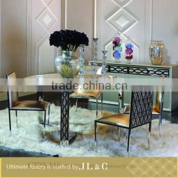 JT15-146 Stainless Steel Round Dining Table Marble Top from JL&C Luxury Home Furniture New Designs (China Supplier)
