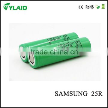 In stock for samsung polymer battery18650-25R green 2500mah 20A li ion rechageable vape battery best price