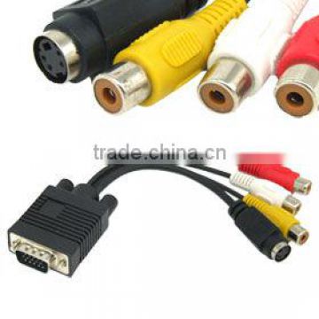VGA to TV Converter 4-pin S-Video & RCA TV Output Cable Adapter