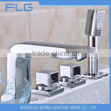 High Quality Product FLG613 Lead Free Chrome Finished Cold&Hot Water 5 PCS Bathtub 5 holes Shower Faucet set