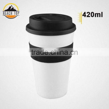 14OZ BPA Free Plastic Coffee Cup With Cover And Heat Insulation Mat ,Starbucks Coffee Cup