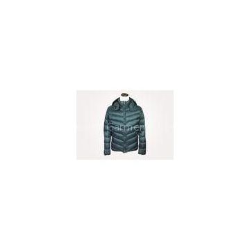 Nylon Green Mens Padded Jacket with Long Sleeves and Parallel Stitches