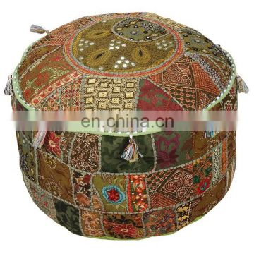 Vintage Indian Handmade Pure Fabric Embroidered Patchwork Ottoman Poufs Online