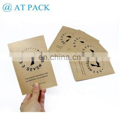 Custom printed food grade kraft paper pouch flat paper bag with tear notch